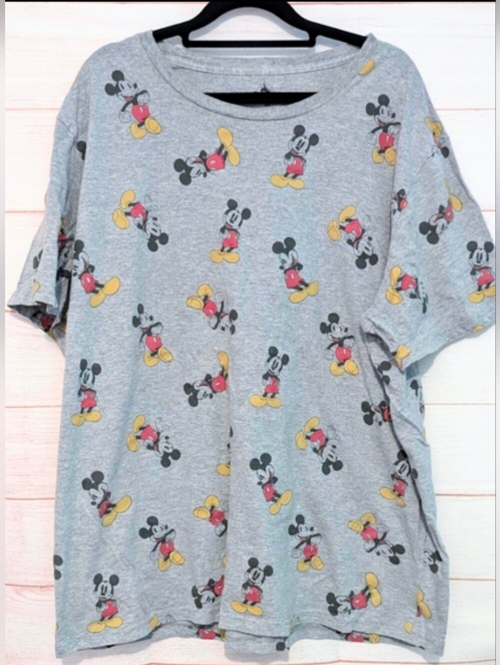 Vintage Disney Grey 🩶 Mickey Mouse All-Over Print Short Sleeve Plus Size Tee 2X